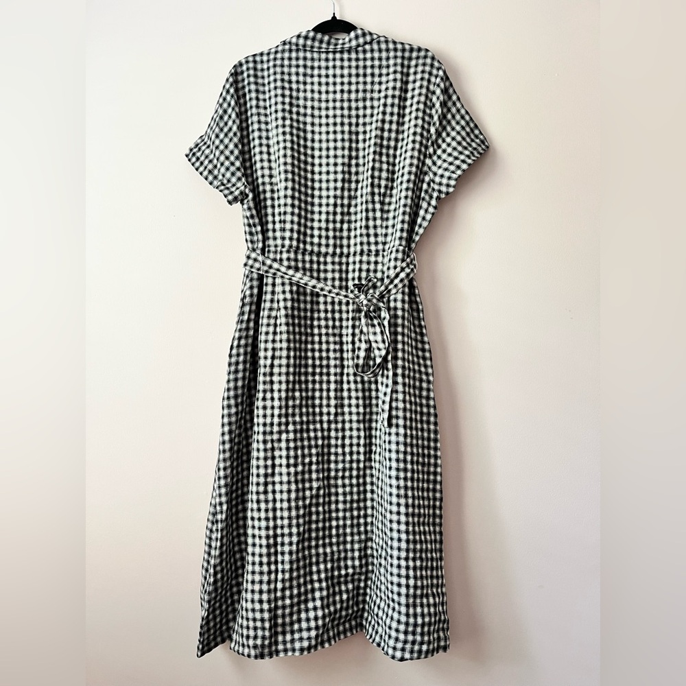 Quince 100% European Linen Button Front Dress Black Gingham NEW NWT X-Large - Picture 7 of 8